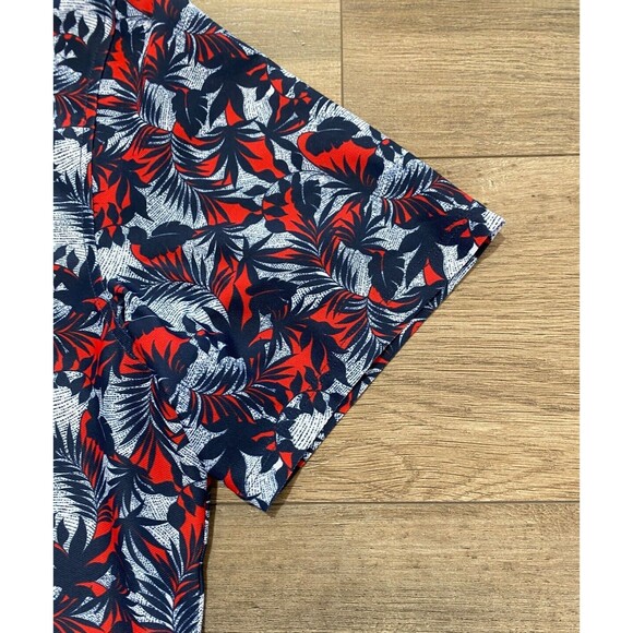 G/Fore Short Sleeve Golf Polo Mens M Stretch Blue/Red/Multi Tropical Print Shirt - Picture 5 of 9
